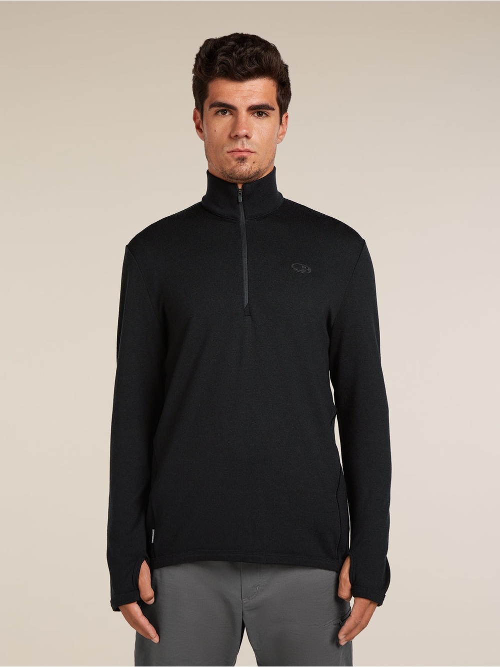 Icebreaker Original Merino Wool Black Long Sleeve Half Zip Sweater Men’s Size XL